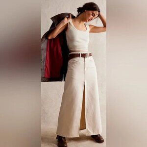 Free People We The Free Come As You Are Denim Maxi Skirt NWT Wisp Ivory Sz 4